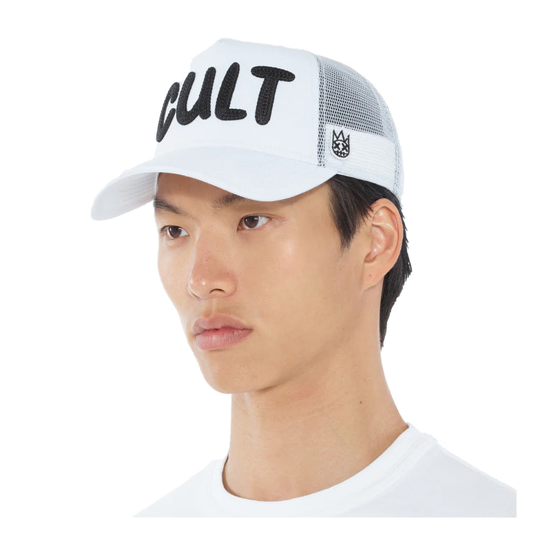 Cult Of Individuality Mens Cult Chain Logo Trucker Hat 625AC-CH60B White