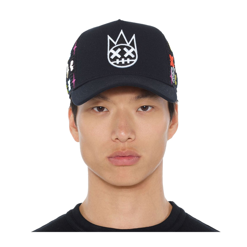 Cult Of Individuality Mens Logo Pattern Trucker Hat 625AC-CH69A Black Pattern