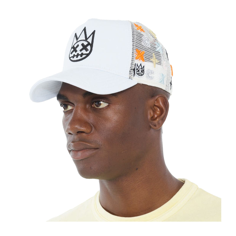 Cult Of Individuality Mens Logo Pattern Trucker Hat 625AC-CH69B White Pattern