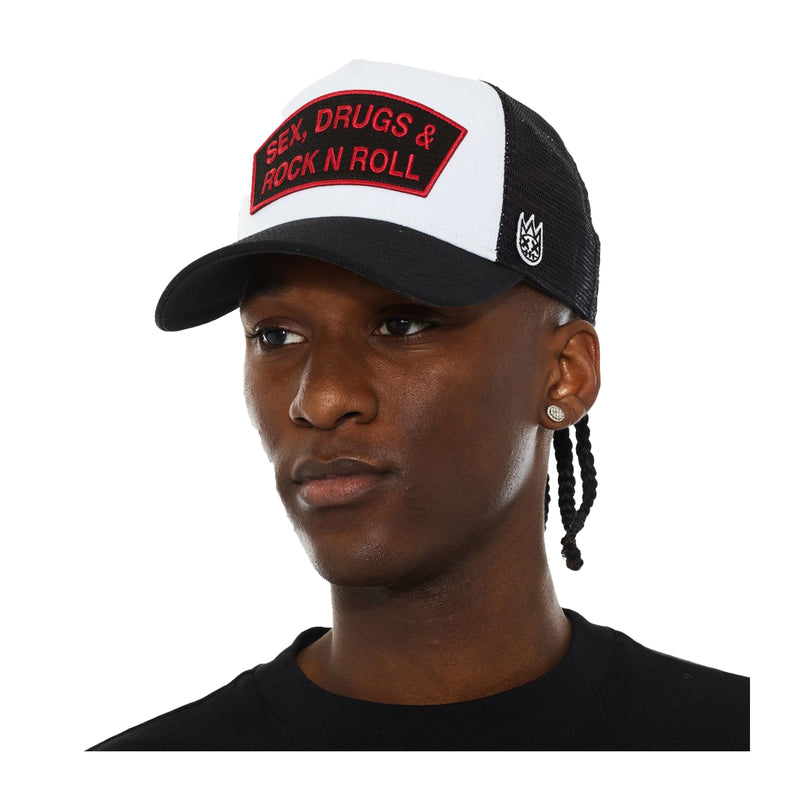 Cult Of Individuality Mens Sex Drugs Rock N Roll Trucker Hat 625BC-CH54A White