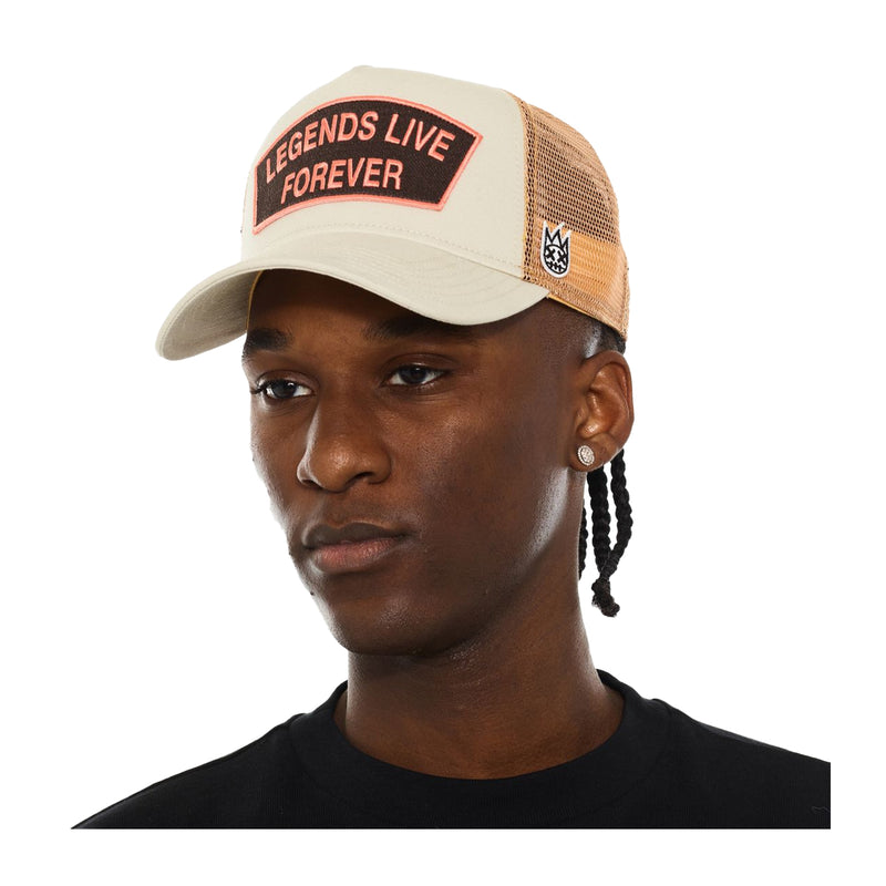 Cult Of Individuality Mens Legends Live Forever Trucker Hat 625BC-CH71A White Swan