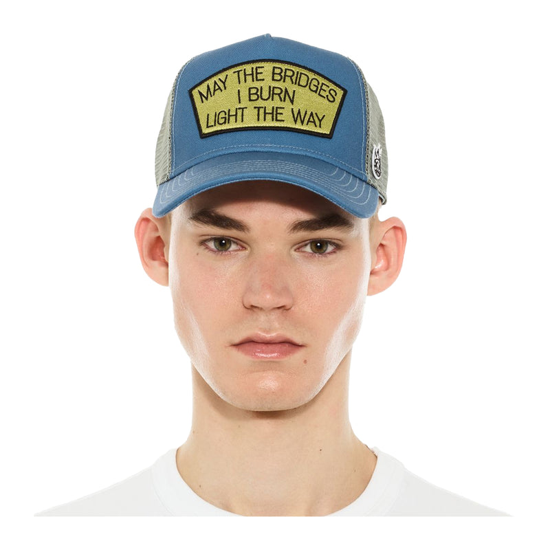 Cult Of Individuality Mens May The Bridges I Burn Trucker Hat 625BC-CH74A Blue Steel