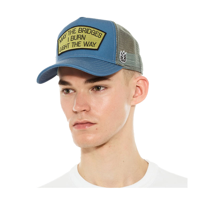 Cult Of Individuality Mens May The Bridges I Burn Trucker Hat 625BC-CH74A Blue Steel