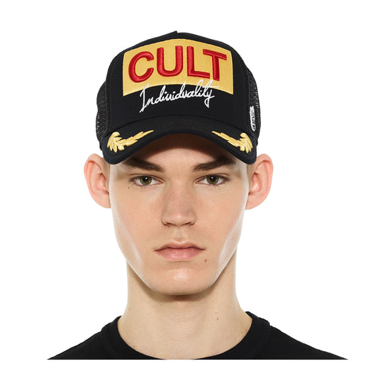 Cult Of Individuality Mens Logo Cult Racing Trucker Hat 625BC-CH80A Black