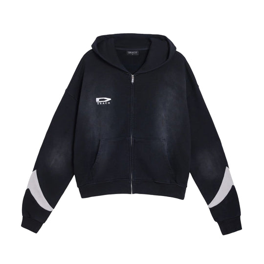Draco Mens Baggy Zip Up Hoodie BAGGY-ZIP UP HOODIE-BLACK Black