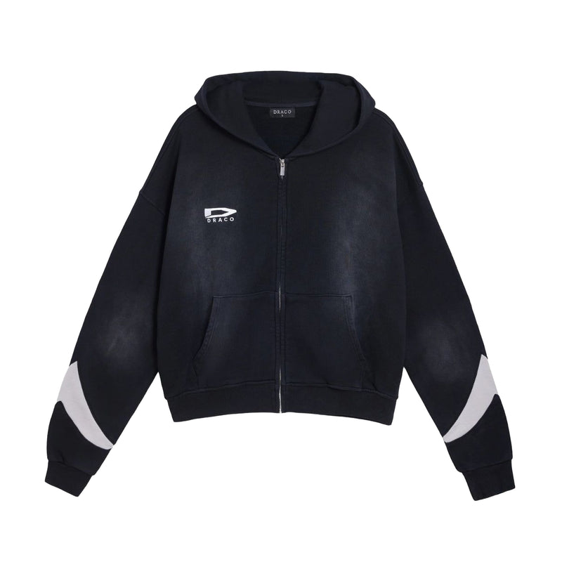 Draco Mens Baggy Zip Up Hoodie BAGGY-ZIP UP HOODIE-BLACK Black