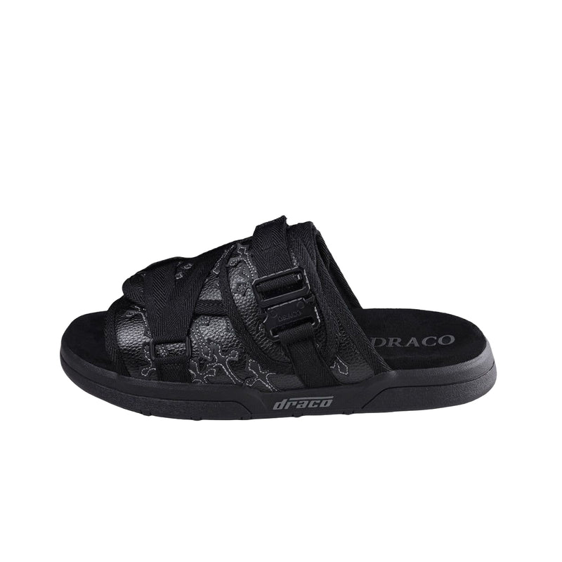 Draco Mens Cross Patch Slides CROSS PATCH-SLIDES-BLACK Black