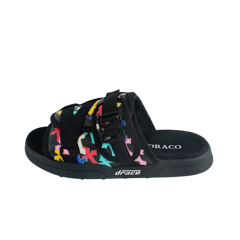 Draco Mens Cross Patch Slides CROSS PATCH-SLIDES-TRIPLE BLACK Triple Black