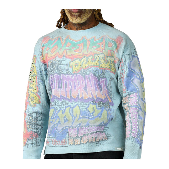 Duaa Mens Art Long Sleeve Shirt Blue
