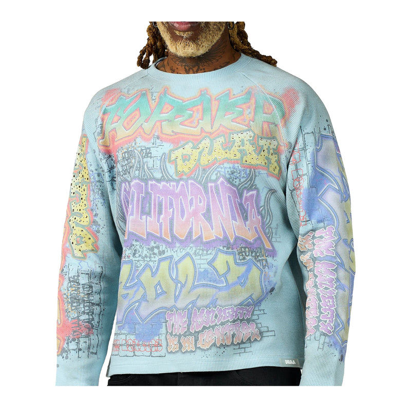 Duaa Mens Art Long Sleeve Shirt Blue