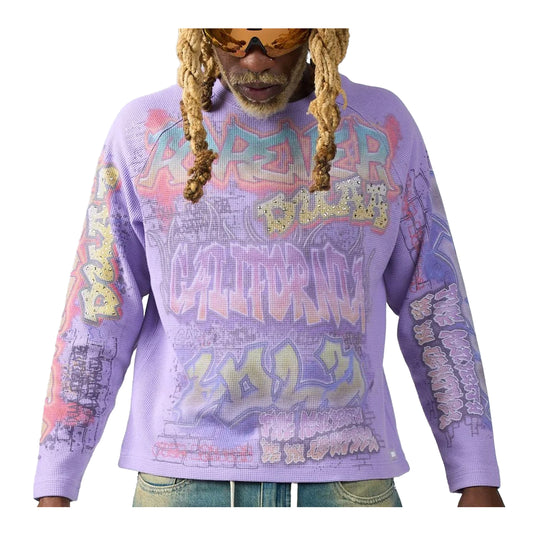 Duaa Mens Design Long Sleeve Shirt Purple