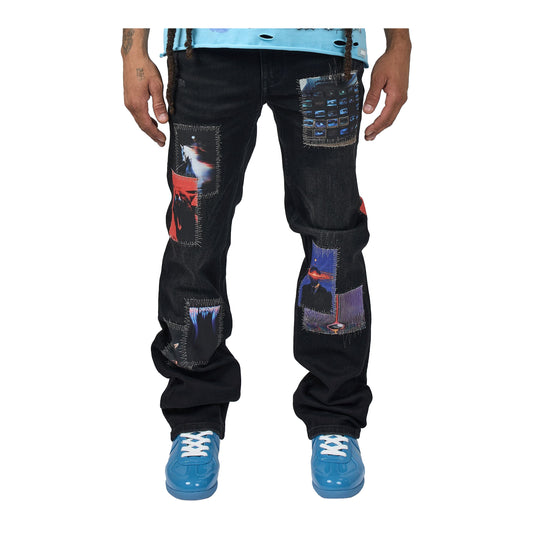 Duaa Mens Dreams Stacked Jeans Blue