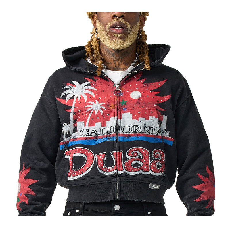Duaa Mens Dreams  Zip Up Hoodie Black
