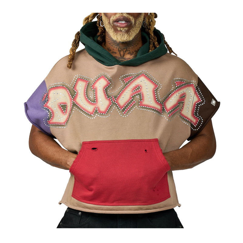 Duaa Mens Retro Pullover Hoodie Multicolor