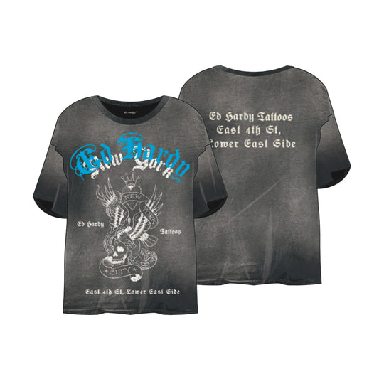 Ed Hardy Mens Nyc Eagle Crew Neck T-Shirt BAOM1102-4 Faded Black