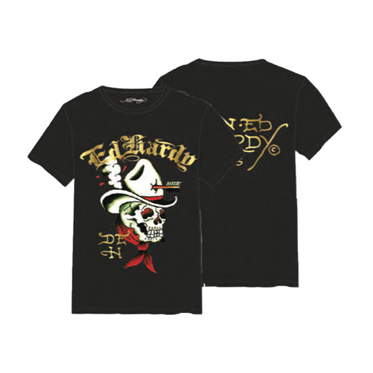 Ed Hardy Mens Cowboy Skull Crew Neck T-Shirt EHM1100-147RS Black