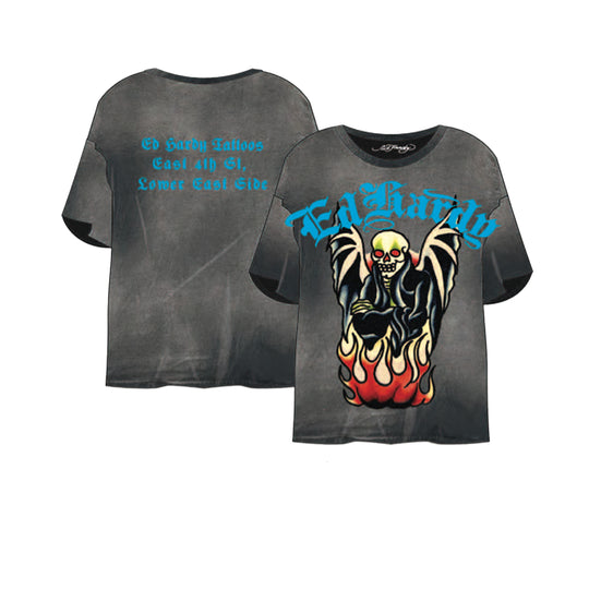 Ed Hardy Mens Fire Lord Crew Neck T-Shirt EHM1101-25RS Sunfade Black