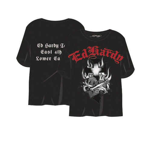 Ed Hardy Mens Sacred Heart Crew Neck T-Shirt EHM1101-29RS Vintage Black