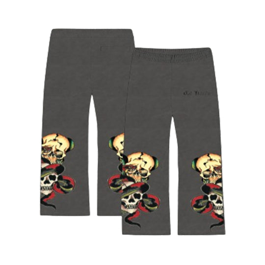 Ed Hardy Mens Skulls Baggy Sweatpants EHM8008-1 Sunfade Grey
