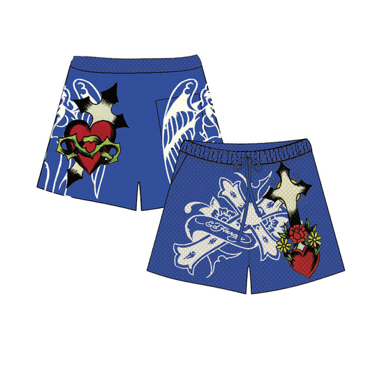 Ed Hardy Mens Cross Snake Mesh Shorts EHM8004-6 Pop Blue