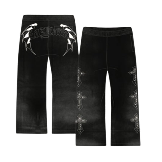 Ed Hardy Mens Crosses Skulls Baggy Sweatpants EHM8008-5 Black