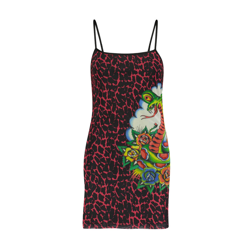 Ed Hardy Womens Cobra Roses Mesh Dress EHPM3000-2 Pink Leopard XL Ed Hardy Womens Cobra Roses Mesh Dress EHPM3000-2 Pink Leopard XL