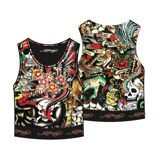 Ed Hardy Womens Tattoo College Sport Tank Top EHW0007-3 Multi