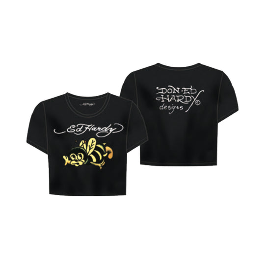 Ed Hardy Womens Bumble Bee Baby Crew Neck T-Shirt EHW1104-143RS Black