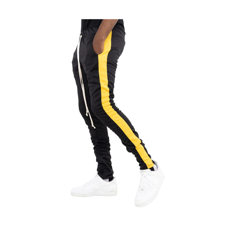 Eptm Mens Poly/Span Long Draw String Invisible Ankle Zippers Slim Fit EP7908-BLACK YELLOW