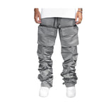 EPTM Mens Stacked Flare Cargo Pants EP10236 Grey