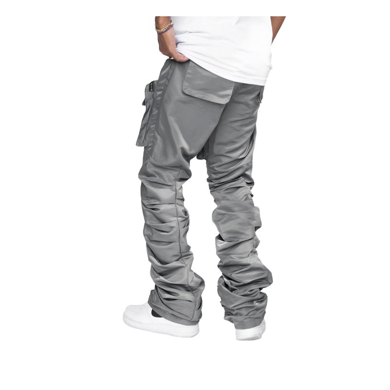 EPTM Mens Stacked Flare Cargo Pants EP10236 Grey, 48% OFF