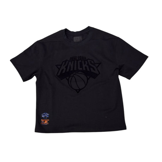 EQPT Mens NBA New York Knicks Classic Flogged Crew Neck T-Shirt PE-KT-304-NY-BLK Black