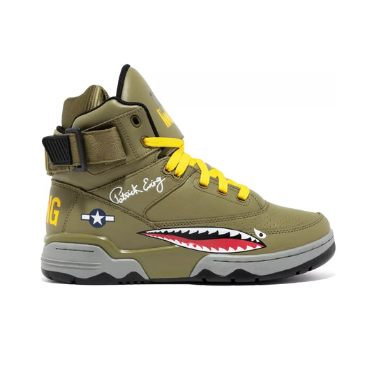 Patrick Ewing Mens 33 HI x Kool G Rap Basketball Sneakers 1BM02543-306 Olive/Red/Yellow