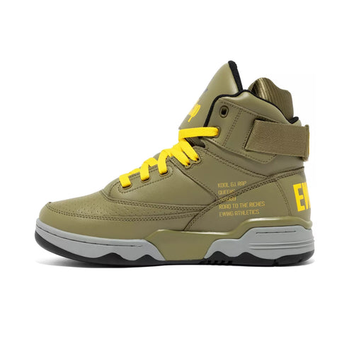 Patrick Ewing Mens 33 HI x Kool G Rap Basketball Sneakers 1BM02543-306 Olive/Red/Yellow