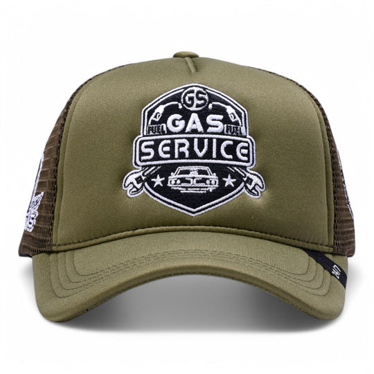 Fantic Mens Gas Service Trucker Hat 411 Army Green