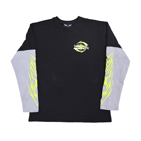 Fly As Eli Unisex Eternal Snake Layered  Long Sleeve Shirt ETRSNKL Washed Black