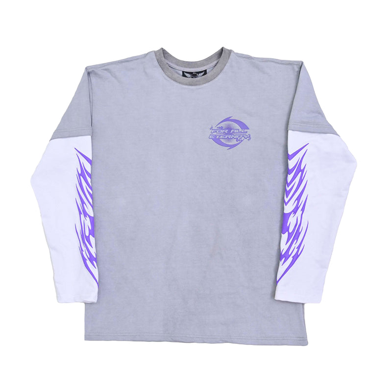 Fly As Eli Unisex Eternal Snake Layered  Long Sleeve Shirt ETRSNKL Washed Grey