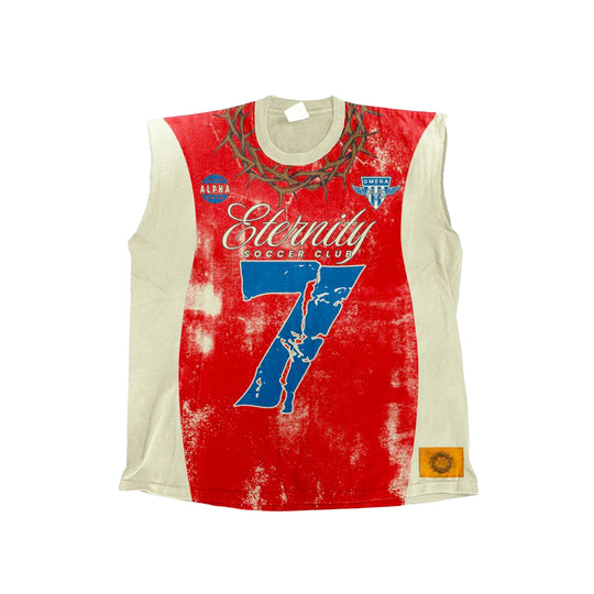 Fly As Eli Mens Aeternitas Soccer Club Muscle Crew Neck T-Shirt Red/Cream