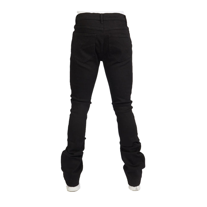 Foreign Brands INC Mens Stacked Flare Pants BARLOW510-JET BLACK