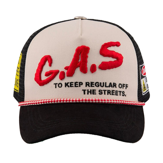 Gas Nyc Mens Gas Trucker Hat Black/Beige