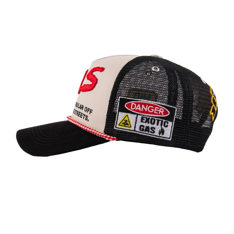 Gas Nyc Mens Gas Trucker Hat Black/Beige