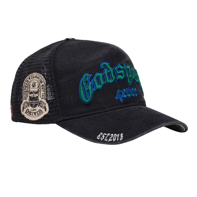 Godspeed Unisex Forever Trucker Hat Black Washed/ Green