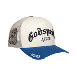 Godspeed Mens Forever Trucker Hat Cream, Blue Brim
