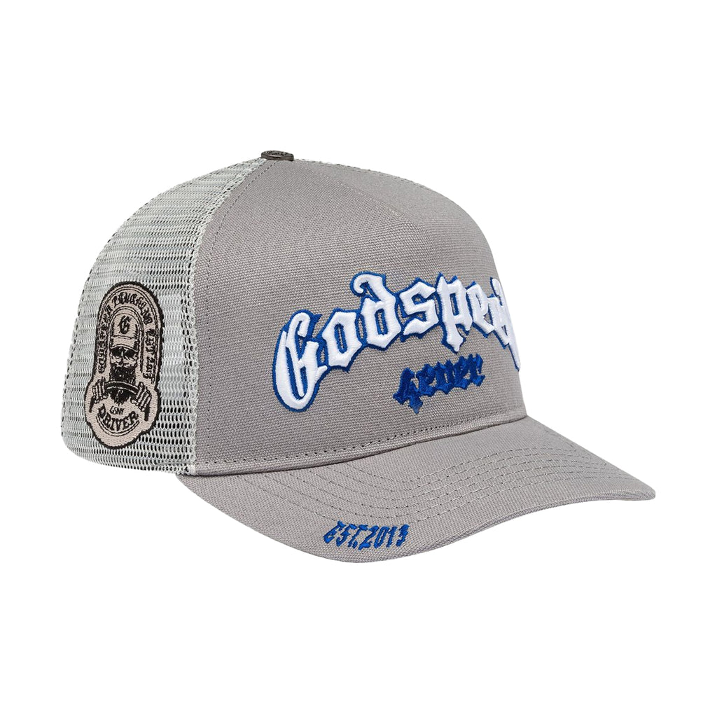 Godspeed Unisex Forever Trucker Hat Grey/Royal– Premium Lounge NY