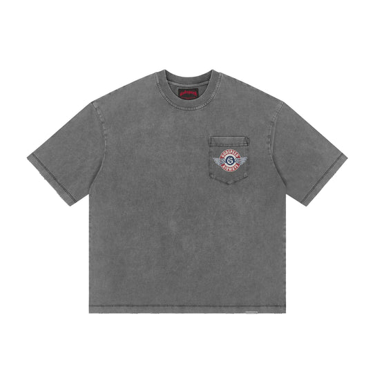 Godspeed Mens Air NYC Pocket Crew Neck T-Shirt Grey Wash