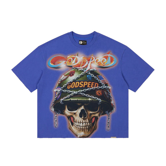 Godspeed Mens Badges of Honor Crew Neck T-Shirt Royal Blue