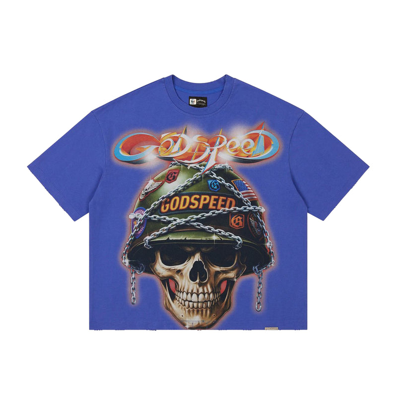 Godspeed Mens Badges of Honor Crew Neck T-Shirt Royal Blue