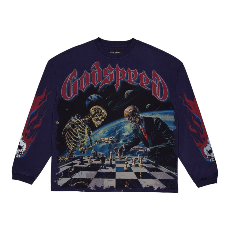 Godspeed Mens Checkmate Long Sleeve Shirt Navy