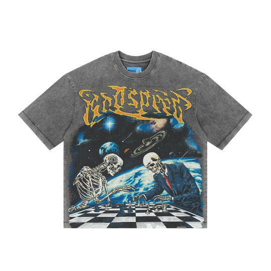 Godspeed Mens NextGen Checkmate II Crew Neck T-Shirt Grey Wash