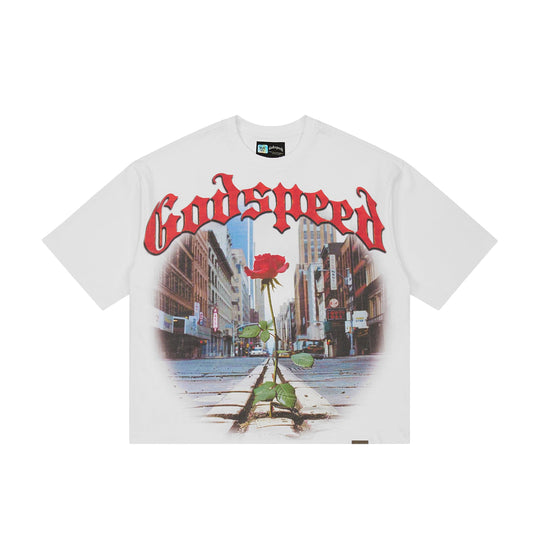 Godspeed Mens Concrete Rose Crew Neck T-Shirt White